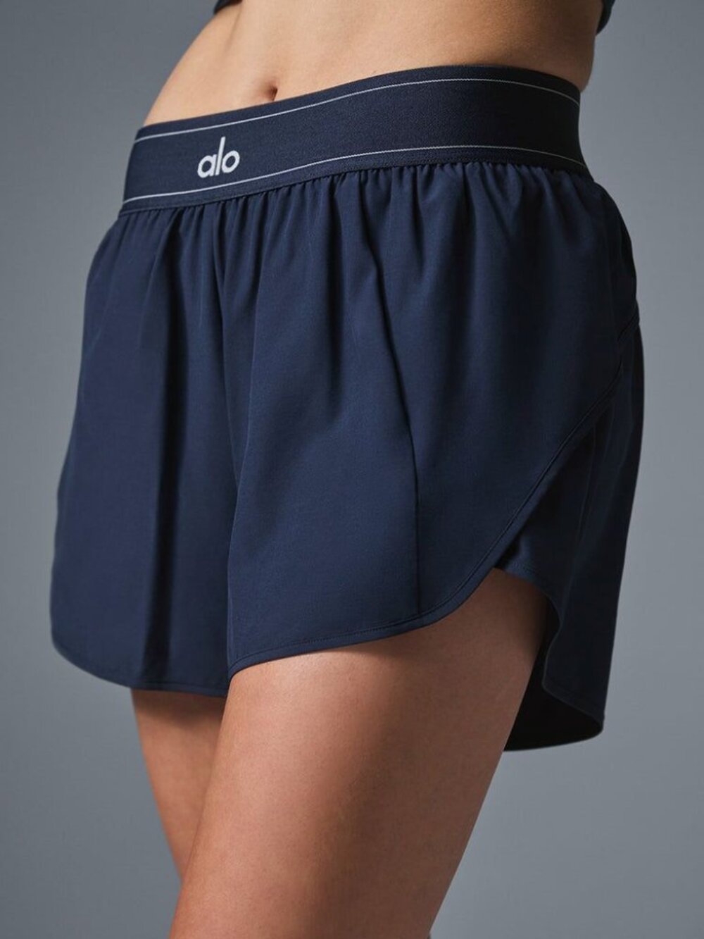 🏋️ALO Yoga Match Point Shorts Navy Blue High-Waisted Design